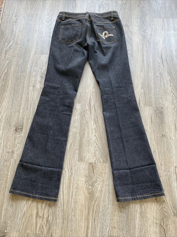 Vintage Y2k Roca Wear Blk Denim Lowrise Flares Sz 7/8 - Изображение 3 из 4