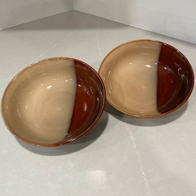 Sango Eclipse Brown Soup Cereal Bowls Stoneware Set of 2 Round 7 3/4''