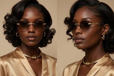 Women Sunglasses Rimless Circle Gold Sophisticated Shades Summer Wear Travel New
