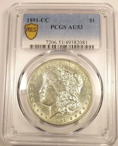 Very Nice For the Grade 1891 CC Morgan Silver Dollar PCGS AU-53