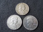Lot of 3 Franklin Silver Half Dollars