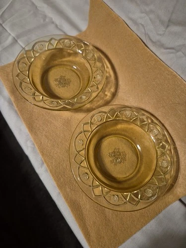 Vintage Federal Glass Rosemary Amber Depression Glass Berry Bowl Set Of 2 Preown