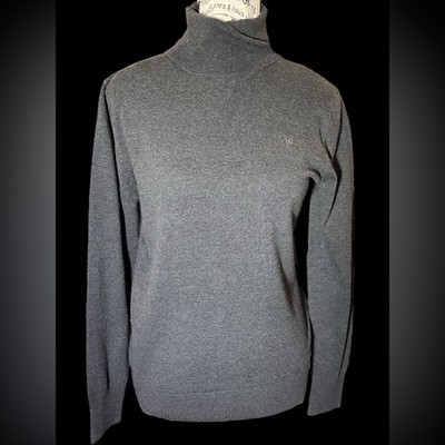 IN LINEA Dark Gray Cotton Stretch Turtleneck, Women's Medium