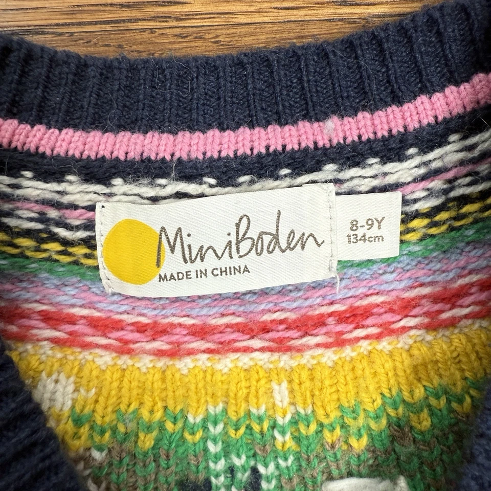 Cárdigan Mini Boden Niñas Azul Marino Fair Isle Árbol de Navidad Reno Talla 8-9 Foto 2 de 4