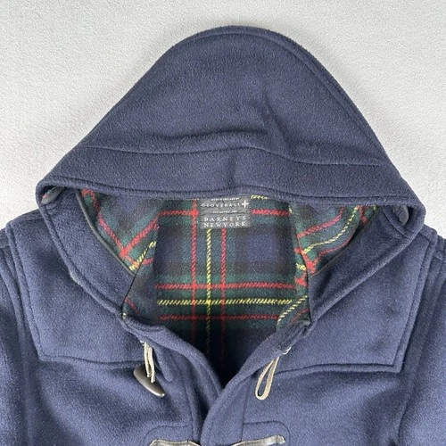 Gloverall Duffle Coat Men’s Small Navy Blue Wool Toggle Hooded Tartan England image 7