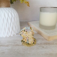 Calico Kittens In Floral Basket Ceramic Figurine