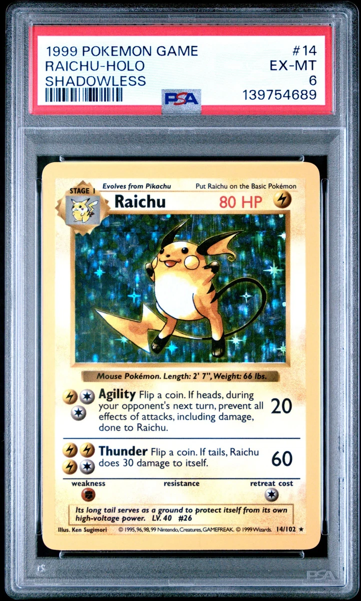Raichu Pokémon TCG Shadowless Individual Collectible Card Game