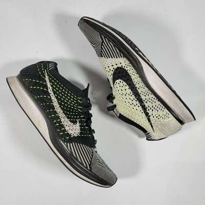 Nike Flyknit Racer Men's Size 7 Road Black White Volt Yellow Running Shoes OREO