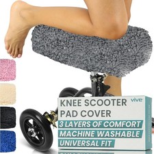 Knee Walker Pad Cover Soft Plush Sheepskin Memory Foam Cushion Gray