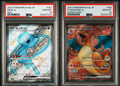 PSA 10 Pokemon Mew ex SSR #327 & Charizard ex SR #185 Japanese GEM