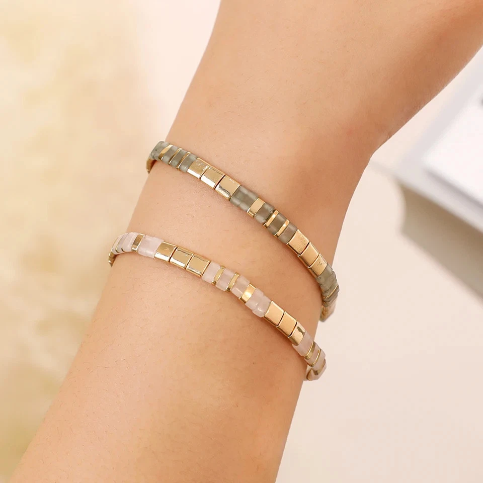 Pulsera Tila Semilla Cuentas Mujer Boho Hecha a Mano En Capas Redonda Clásica Joyería Ancha Foto 2 de 4