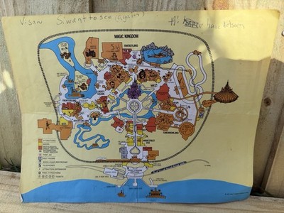 Disney 1977 Magic Kingdom Theme Park Map 20,000 Leagues Haunted Mansion Pirates!
