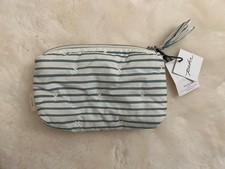 NWT Pehr On The Go Mini Pouch- Stripes Away Deep Sea, 100 Coated Organic Cotton