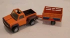 Vintage Tonka 1979 Farm  Orange Truck With Slat side Trailer  Good
