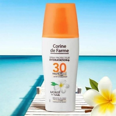 Corinne de Farme Sonnenschutz-Lotion Gesicht & Körper SPF30 Monoi NEUF 150 ml