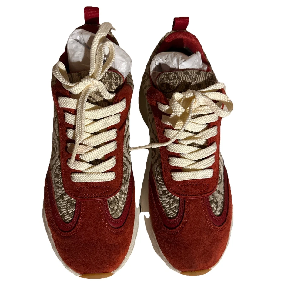 Tênis Tory Burch T monograma boa sorte treinador avelã/tory vermelho tamanho 7 - Imagem 4 de 4