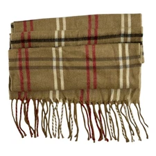 Cejon Scarf Beige Plaid Acrylic Red White Black Made in Italy  Winter Accessory