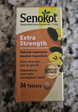 Senokot Extra Strength Natural Vegetable Laxative 36 Count EXP 03/2027
