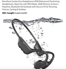 Bone Conduction Headphones IPX8 Waterproof Bluetooth MP3 Mode 32GB Neckband Bla  
