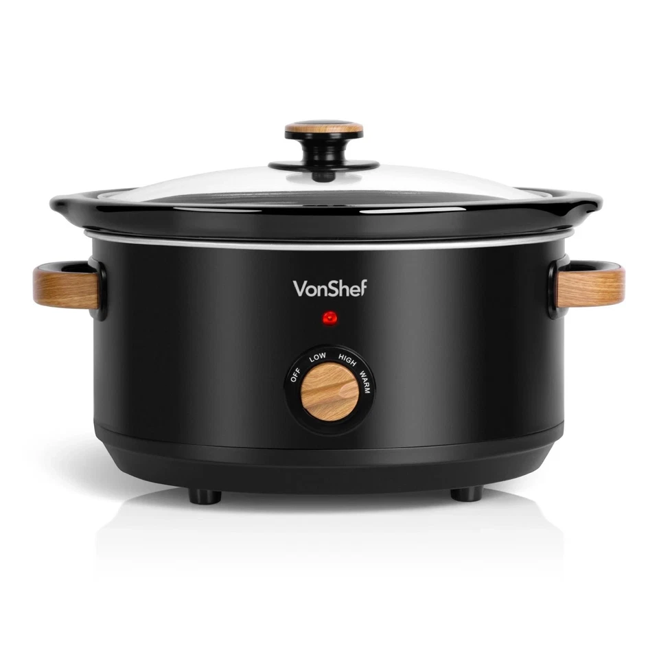 VonShef Slow Cooker 3.5L - Removable Non-stick Ceramic Bowl & Tempered Glass Lid - Image 1 of 4