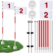 2 Pack 6Ft Golf Flag Stick for Putting Green Hole Cup and Driving Range