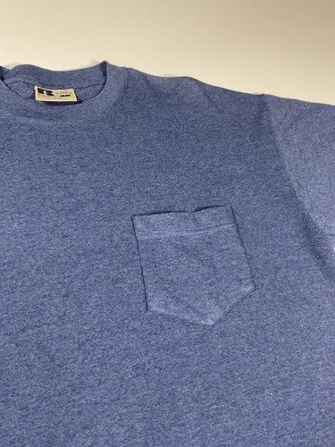 T-shirt Vintage Russel Athletic Pro Cotton - Rouge Bordeaux, Poche Avant, Taille L - Très Bon état