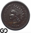 1867 Indian Head Cent Penny Tough This Nice! Choice AU++, Key Date