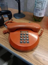 Working  Northern Telecom Orange/Red Round Push Button Desk Corded Telephone