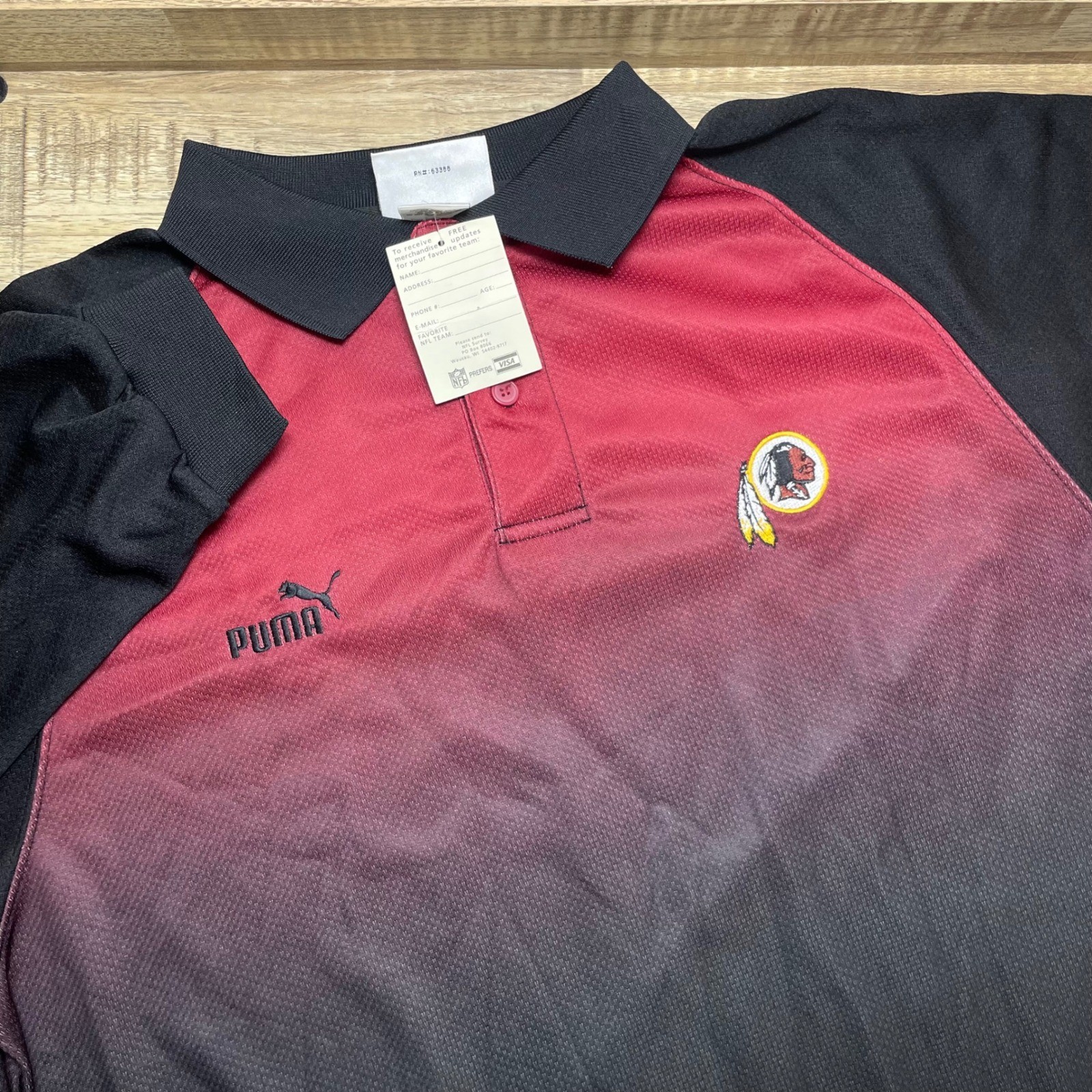Vintage Washington Redskins Ombre LS Polo Shirt Men Large Retired Logo Puma New2
