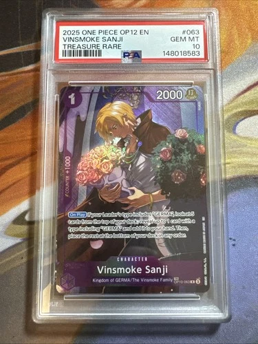 2025 One Piece OP12 EN #063 Vinsmoke Sanji Treasure Rare PSA 10 GEM MINT