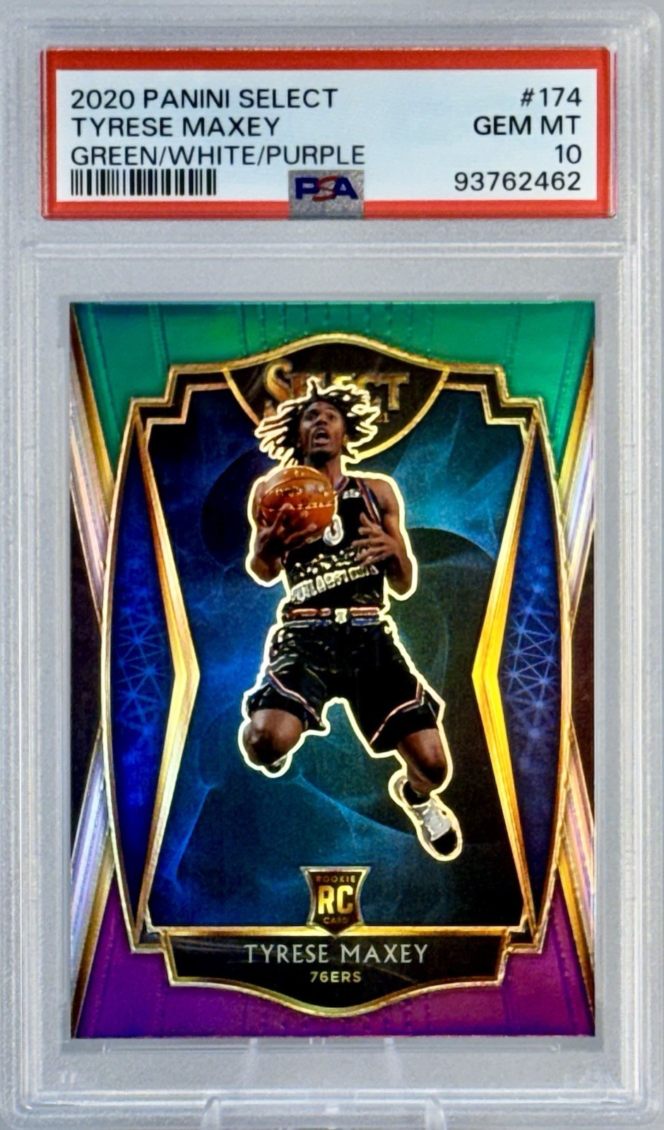 2020 Select Tyrese Maxey RC #174 Green White Purple RC PSA 10 Philadelphia 76ers