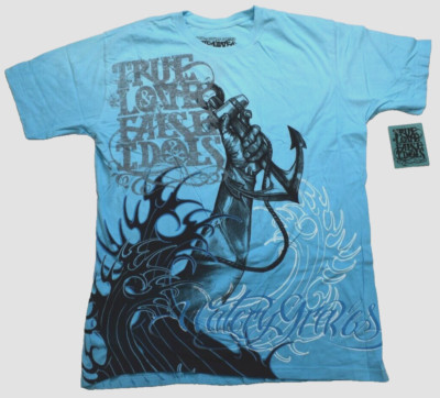True Love False Idols TLFI Men's Last Rites Light Blue Tee Shirt NWT 2XL