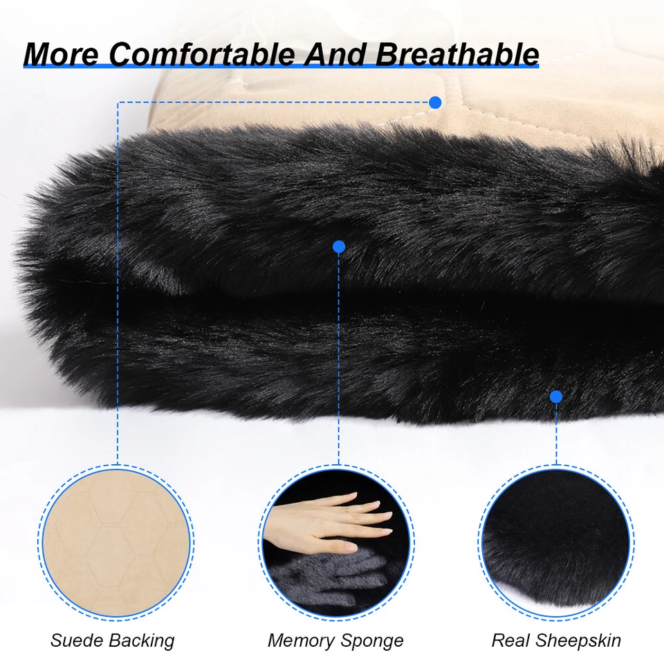 for Mitsubishi Fluffy Car Seat Covers Front 2 Seats Cushion Soft Non-Slip Warm - Image 3 of 4