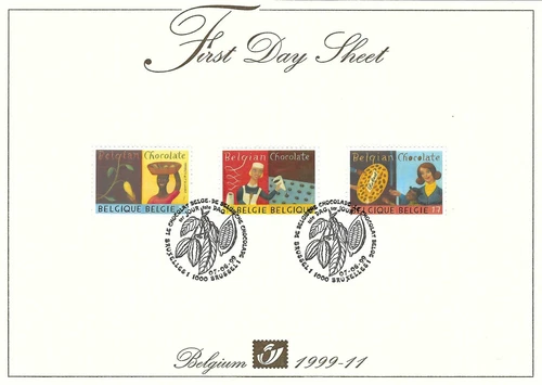 [FDS11] Belgium FDS 1999-11 Belgian Choclate First Day Sheet SUPERB