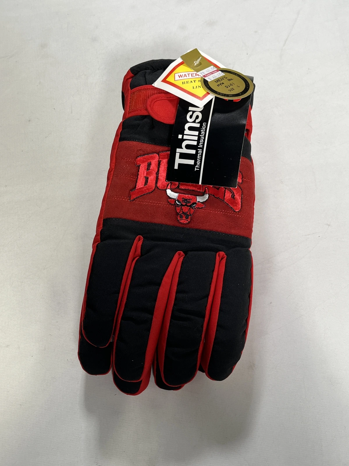 Mens 3M Chicago Bulls Red Thinsulate Vintage Winter Gloves Size L Large NEW