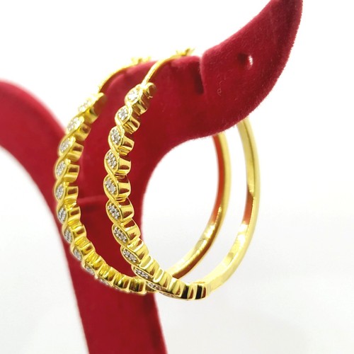 1/10CT Diamante Natural Grande Aro Huggies Pendientes 14K Oro Amarillo Plateado - Imagen 5 de 9