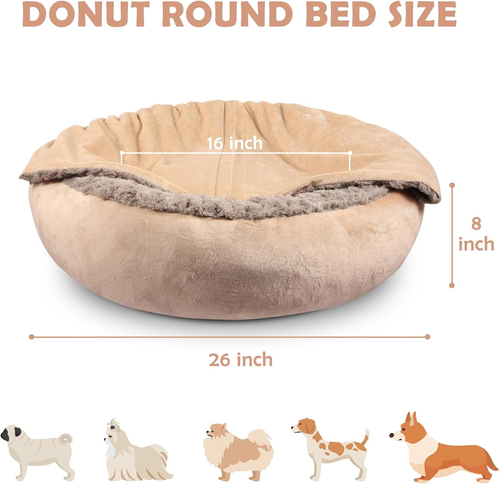 Dog Beds for Small Medium Dogs, Cozy Cuddler Luxury Puppy Pet Bed with Blanket A - Picture 5 of 12
