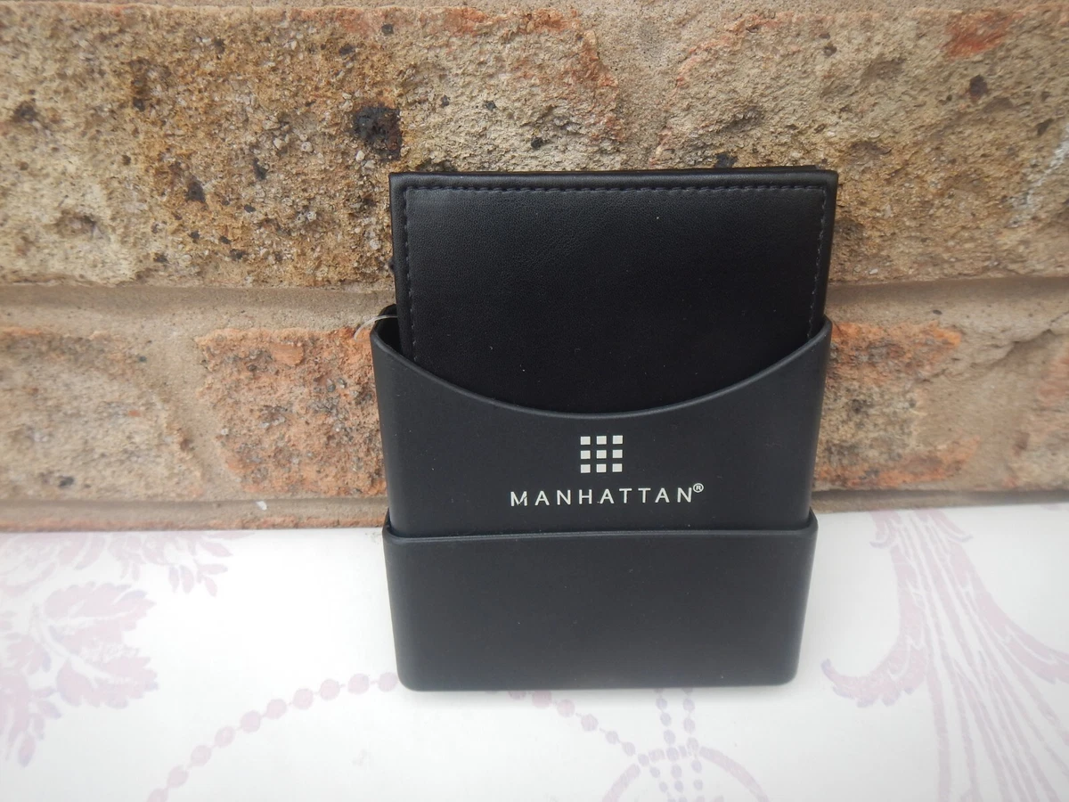 MANHATTAN MENS BLACK LEATHER WALLET PASSHOLDER NEW IN BOX eBay