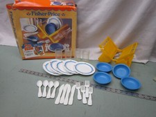 Fisher Price Fun with Food Family Dinnerware set Dish rack drainer Box complete