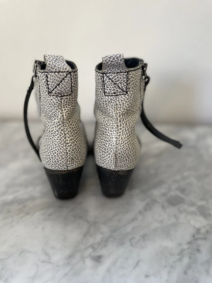 Acne Studios Pistol Suede Ecru Boot 39 Leather Women 8.5 m Fringe Ankle Booties - Image 4 of 4