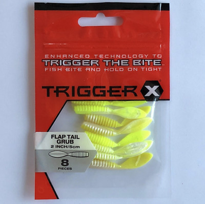 RAPALA VMC TRIGGER X FLAP TAIL GRUB 2 inch - CHARTREUSE PEARL