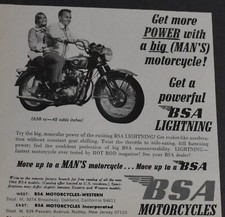 1966 Print Ad BSA Motocycle 650cc Move up Man's Bike Lady Man Ride Power art