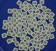 Vintage Opaque Solid White Square 4-Hole Button w/ Character 12mm Lot of 4 AA88
