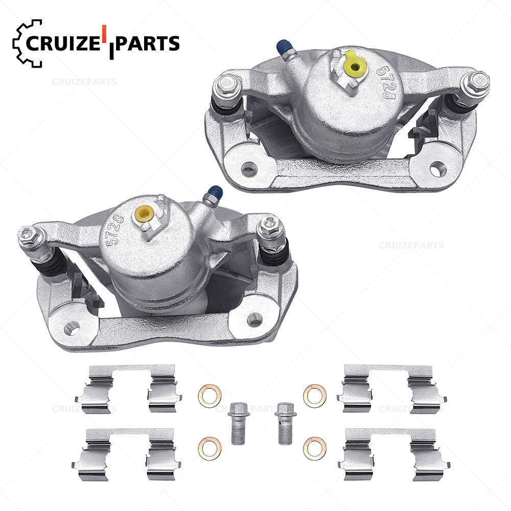 QEARL Front Brake Calipers With Brackets Pair For Honda Accord, Civic, CR-Z, Fit, Acura ILX - 57mm Pistons