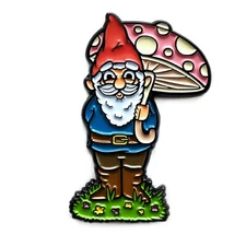 Garden Gnome Enamel Pin Festival Hat and Lapel Badge Fairy Mushroom Fantasy