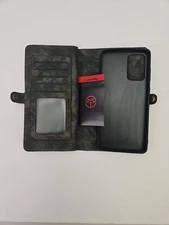 Women's Hand held Wallet Cell Phone Holder Dark Green Leatherette