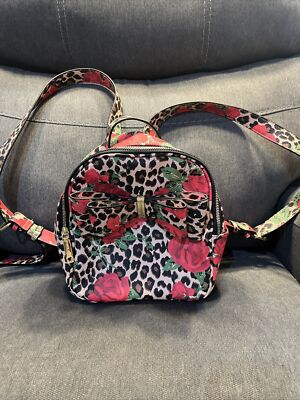 branded mini backpack Loungefly Cream & Red Floral Mini Backpack