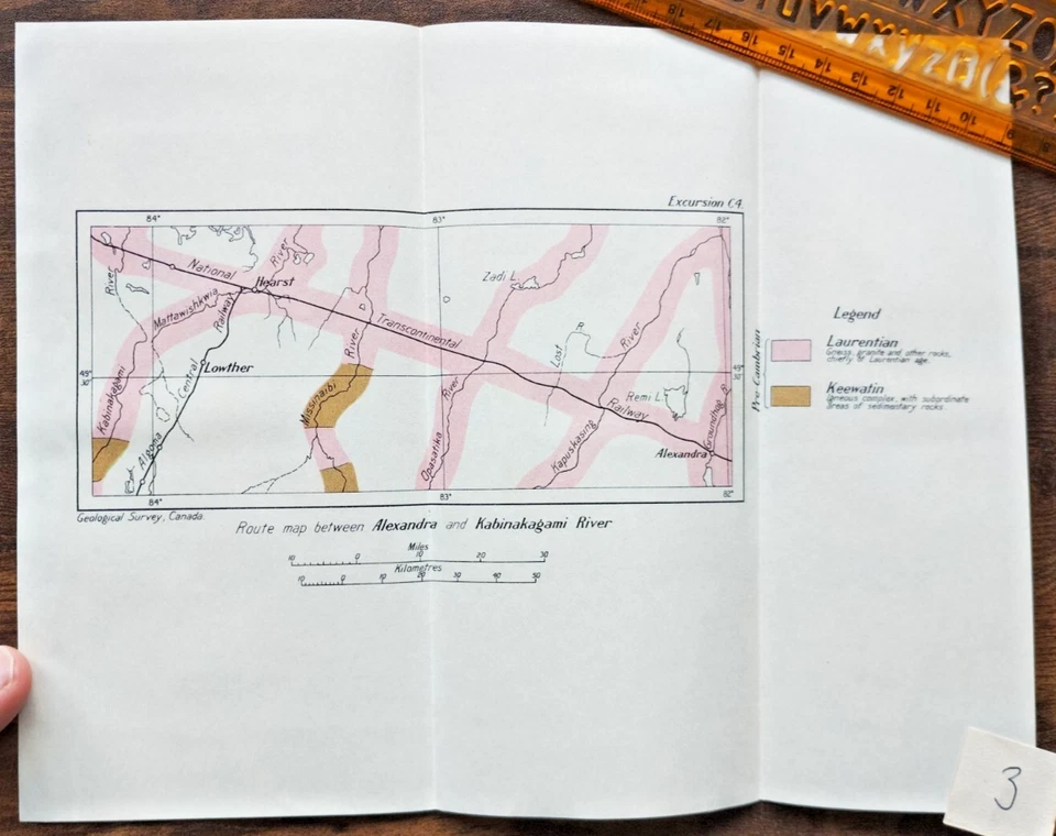 1913 Geological Map of the Route between Alexandra and Kabinakagami Riv - Canada - Image 1 of 1