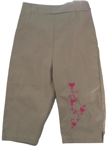 New Nordstrom Kids Girls Size 4 5/6 & 6X Embroidered Beige 100% Cotton Pants - Picture 4 of 7