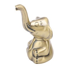 ‧Elephant Statue Zinc Alloy Vintage Metal Glod Finish Padded Base Decorative